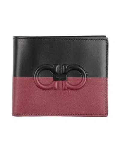 Ferragamo Man Wallet Burgundy Size - Calfskin In Black
