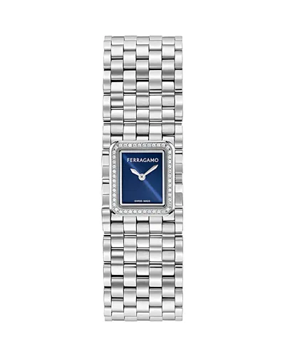 Ferragamo Manchette Diamond Watch, 19mm X 22mm In Silver