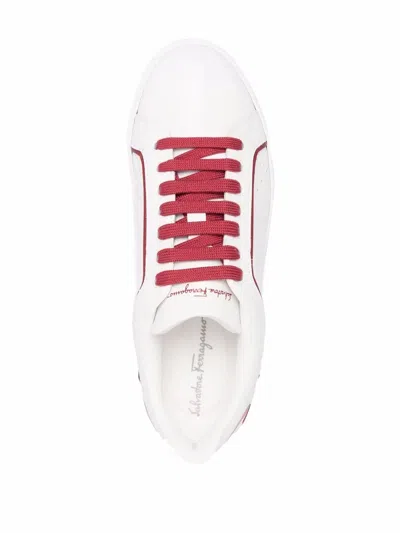 Ferragamo Manhattan Gancini-print Sneakers In White