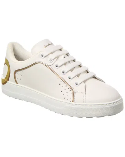 Ferragamo Manhattan Leather Sneaker In White