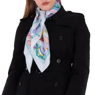 Ferragamo Manovia Print Silk Scarf In Purple
