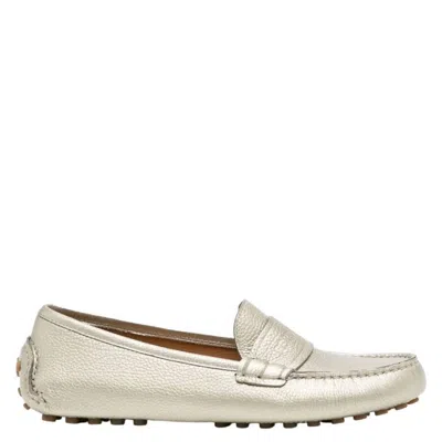 Ferragamo Mantaylor Pebbled Leather Driver In Silver