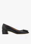 Ferragamo Mara Patent Gancini Block-heel Pumps In Black
