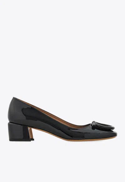 Ferragamo Mara 40 Patent Leather Pumps In Black