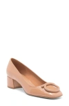 Ferragamo Leather Mara 40 Pumps With Block Heel In Nude