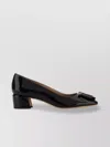 Ferragamo Mara Leather Pumps Block Heel In Black