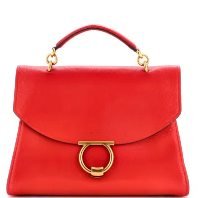 Ferragamo Margot Satchel Leather Large In Purple