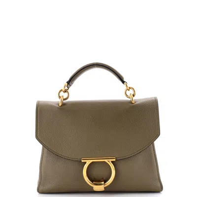 Ferragamo Margot Satchel Leather Small In Green