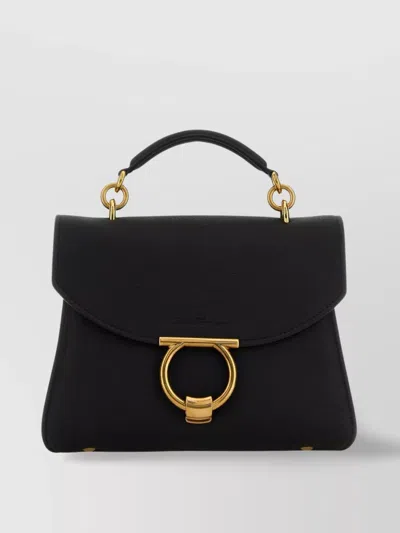 FERRAGAMO MARGOT STRUCTURED TOP HANDLE LEATHER BAG