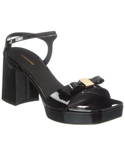 Ferragamo Salvatore  Marika Leather Platform Sandal In Black