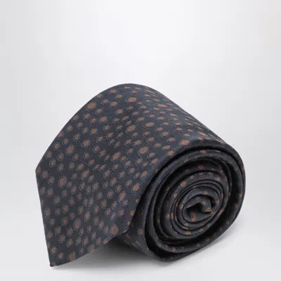 Ferragamo Polka Dots Silk Tie In Navy