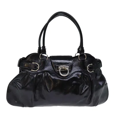 Pre-owned Ferragamo Marisa Patent Leather Shoulder Bag () In Black