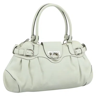 Pre-owned Ferragamo Marisa Satchel Leather Leather Bag () In White