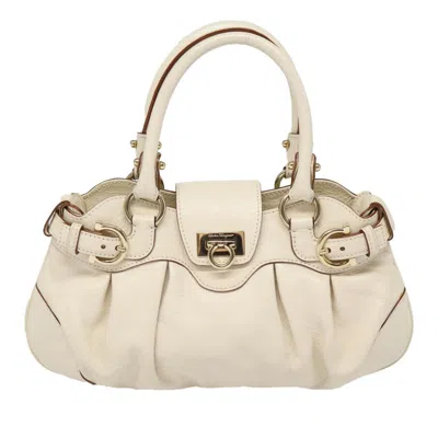 Pre-owned Ferragamo Marisa Satchel Leather Leather Bag () In White