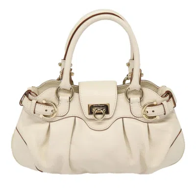 Pre-owned Ferragamo Marisa Satchel Leather Leather Bag () In White