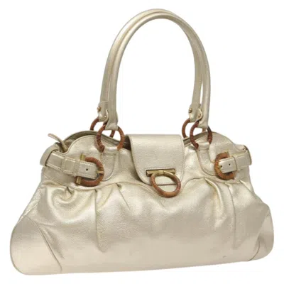 Pre-owned Ferragamo Marisa Satchel Leather Leather Shoulder Bag Bag () In Gold
