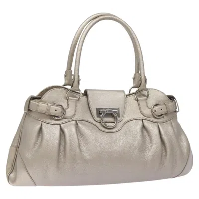 Pre-owned Ferragamo Marisa Satchel Leather Leather Shoulder Bag Bag () In Silver