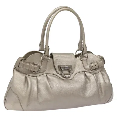 Pre-owned Ferragamo Marisa Satchel Leather Leather Shoulder Bag Bag () In Silver