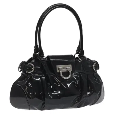 Pre-owned Ferragamo Marisa Satchel Patent Leather Patent_leather Shoulder Bag Bag () In Black