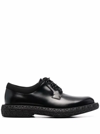 Ferragamo Mark Leather Derby Shoes In Schwarz