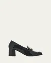 Ferragamo Marlena Gancini Ornament Heeled Loafers In Black Patent