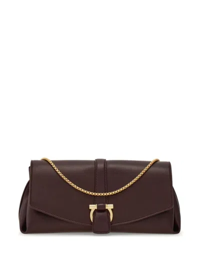 FERRAGAMO MAROON FRONT FLAP CROSSBODY BAG