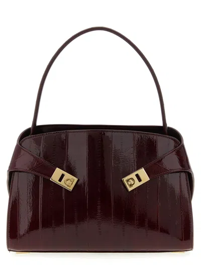 FERRAGAMO MAROON HUG SOFT SHOULDER BAG