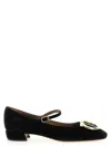 Ferragamo Square Toe Low Block Heel Ballerina Shoes