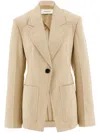 Ferragamo Patch Pocket Single-breasted Cotton Blazer Jacket In Neutrals