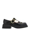 Ferragamo Leather Zoey Ballerinas Chunky Heel In Black