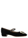 Ferragamo Square Toe Low Block Heel Ballerina Shoes
