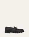 Ferragamo Maryan Lug Chunky Sole Loafers Gold-tone Hardware In Black