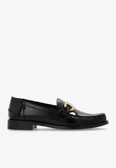 Ferragamo Salvatore  Gancini Ornament Moccasins In Black