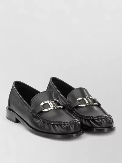 Ferragamo Maryan Leather Loafers Metallic Buckle In Multi