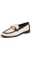 Ferragamo Slip-ons With Contrast Trim And Gold-tone Hardware In Neutral