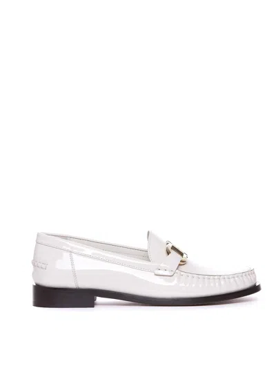 Ferragamo Maryan Loafers With Gancini Logo In White