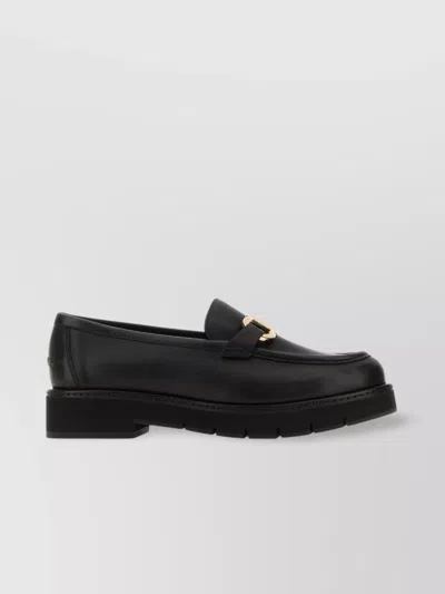 Ferragamo Maryan Lug Chunky Sole Loafers Gold-tone Hardware