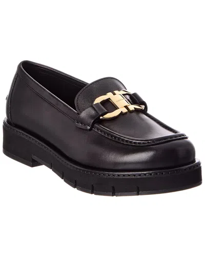 Ferragamo Maryan Lug Leather Loafer In Black