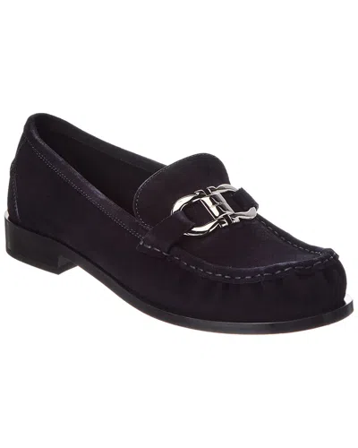 Ferragamo Gancini Ornament Moccasin In Blue