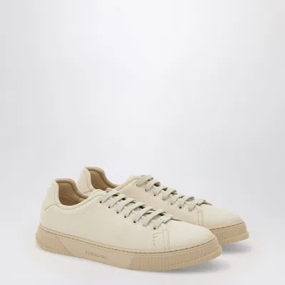 Ferragamo Salvatore Leather Sneakers Low-top Silhouette In Neutral