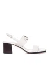 Ferragamo Lou 55 Slingback Sandals In Calf Leather In White