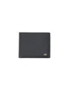 Ferragamo Micro Gancini Black Bi Fold Wallet With Logo In Hammered Leather Man In Black