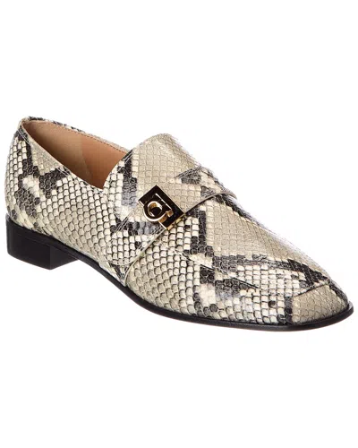 Ferragamo Mavra Snake-embossed Leather Loafer In Burgundy