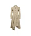 Ferragamo Button-up Midi Shirt Dress In Stone Color