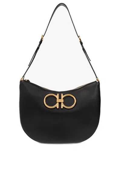 Ferragamo Maxi G Shoulder Bag In Black