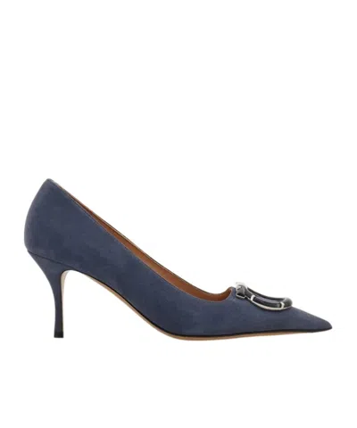 Ferragamo Maxi Gancini High Heels In Blue