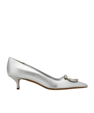 Ferragamo Maxi Gancini Pump In Silver