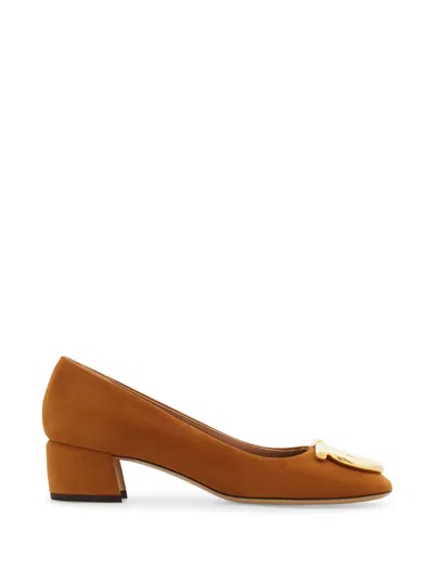 Ferragamo Maxi Gancini Pumps In Brown
