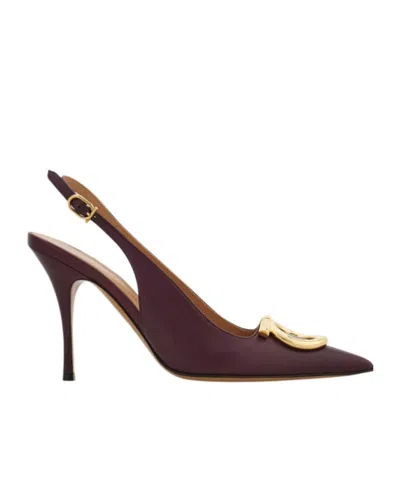 Ferragamo Maxi Gancini Slingback Pump In Burgundy