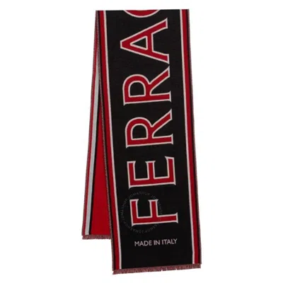 Ferragamo Maxi Logo Wool Scarf In Black